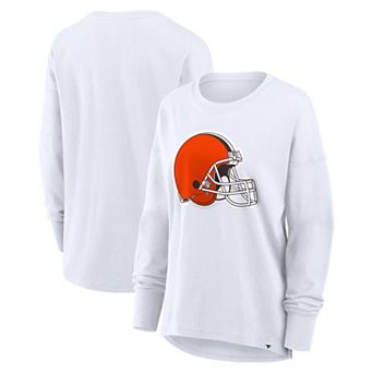 Women's Fanatics White Cleveland Browns Relaxed Hip Essential Long Sleeve T-Shirt