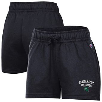 Women's Champion Black Michigan State Spartans Powerblend Elastic Waist Shorts