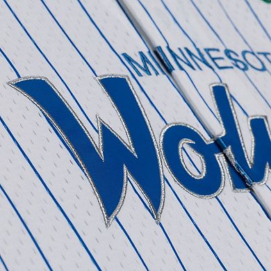 Men's Mitchell & Ness White Minnesota Timberwolves Head Coach Pinstripe Mesh Full-Button Baseball Jersey