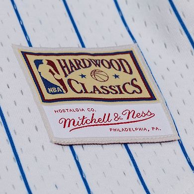Men's Mitchell & Ness White Minnesota Timberwolves Head Coach Pinstripe Mesh Full-Button Baseball Jersey