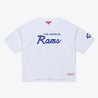 Women's Mitchell & Ness White Los Angeles Rams Head Coach Cropped T-Shirt