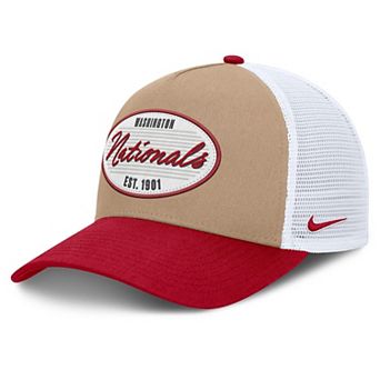 Men's Nike Khaki/Red Washington Nationals Rise A-Frame Trucker Adjustable Hat