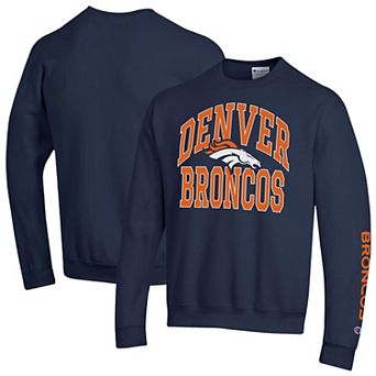 Men's Champion Navy Denver Broncos Powerblend Fleece Sweatshirt