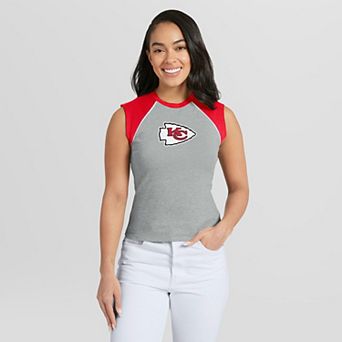 Women's WEAR by Erin Andrews Heather Gray Kansas City Chiefs Cropped Raglan Tank Top