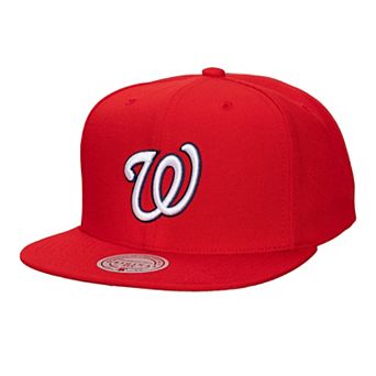 Unisex Mitchell & Ness Red Washington Nationals Side Logo Snapback Hat