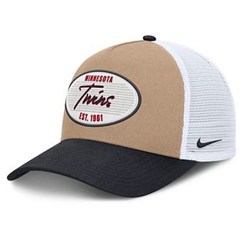 Men's Nike Khaki/Navy Minnesota Twins Rise A-Frame Trucker Adjustable Hat