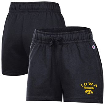 Women's Champion Black Iowa Hawkeyes Powerblend Elastic Waist Shorts