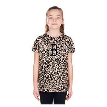 Girls Youth New Era Brown Boston Red Sox Leopard T-Shirt