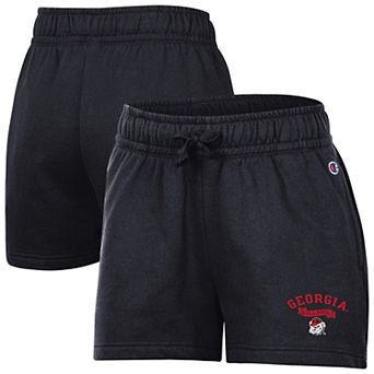 Women's Champion Black Georgia Bulldogs Powerblend Elastic Waist Shorts