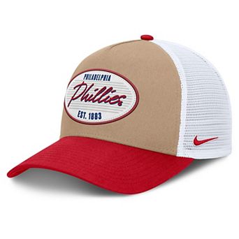 Men's Nike Khaki/Red Philadelphia Phillies Rise A-Frame Trucker Adjustable Hat