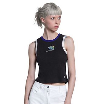 Women's Starter Black Tampa Bay Rays Cooperstown Play the Ball Crop Tank Top