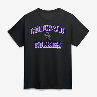Men's Logo Athletic Black Colorado Rockies Heart and Soul T-Shirt