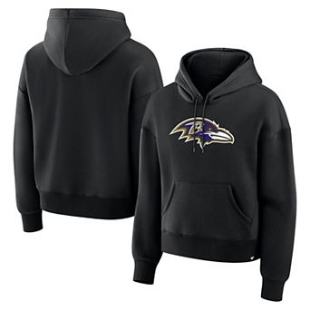 Women's Fanatics Black Baltimore Ravens Relaxed High Hip Essential Legacy Hoodie