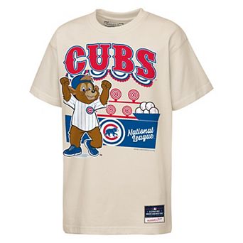 Youth Mitchell & Ness Cream Chicago Cubs Step Back Up Mascot T-Shirt