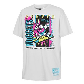 Youth Mitchell & Ness White Denver Nuggets Neon Court Shock T-Shirt