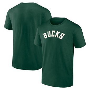 Men's Logo Athletic Hunter Green Milwaukee Bucks Wordmark T-Shirt