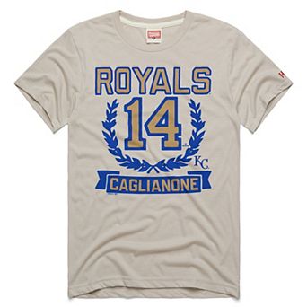 Men's Homage Jac Caglianone Stone Kansas City Royals Wreath Rookie Graphic Tri-Blend T-Shirt