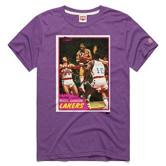 Unisex Homage Magic Johnson Purple Los Angeles Lakers Topps Trading Card Player Tri-Blend T-Shirt