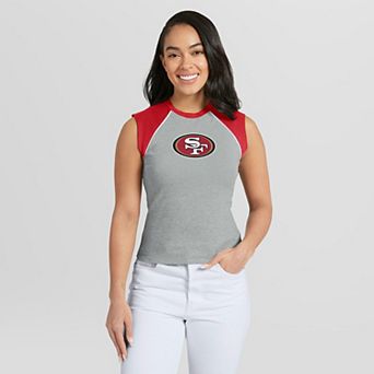 Women's WEAR by Erin Andrews Heather Gray San Francisco 49ers Cropped Raglan Tank Top