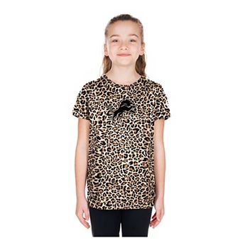Girls Youth New Era Tan Detroit Lions Mom & Me Leopard T-Shirt