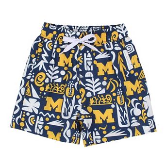 Youth Wes & Willy Navy Michigan Wolverines Allover Print Swim Shorts