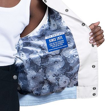 Women's Starter Light Blue/White New York Yankees Blitz Varsity Raglan Full-Snap Satin Jacket