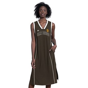 Women's Starter Brown San Diego Padres Line Up Sneaker Sleeveless Maxi Dress