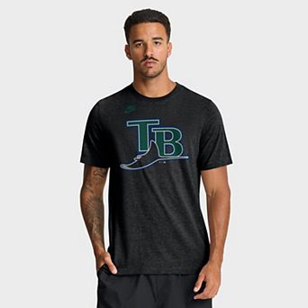 Men's Nike Heather Black Tampa Bay Rays Cooperstown Logo Tri-Blend T-Shirt