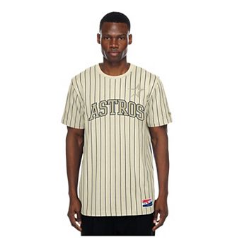 Men's New Era Cream Houston Astros Throwback Meshback Pinstripe T-Shirt