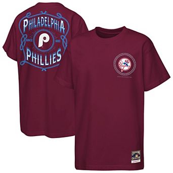 Youth Mitchell & Ness Burgundy Philadelphia Phillies Cooperstown Rodeo Rope T-Shirt