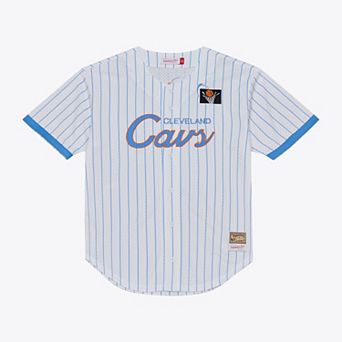 Men's Mitchell & Ness White Cleveland Cavaliers Head Coach Pinstripe Mesh Full-Button Baseball Jersey
