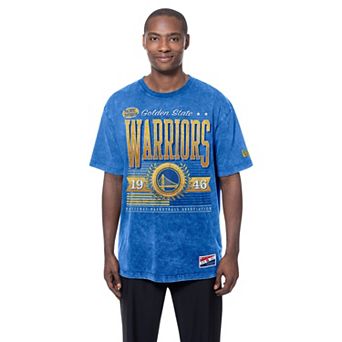 Men's New Era Royal Golden State Warriors Oversized Throwback Collection Mineral Wash T-Shirt