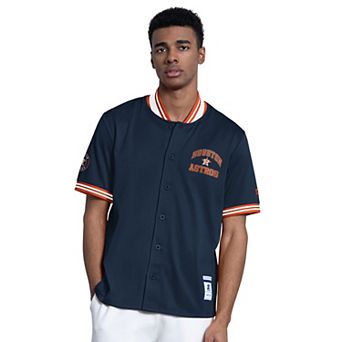 Men's Starter Navy Houston Astros Button-Up Short Sleeve Jacket