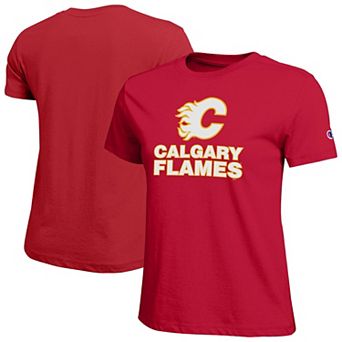 Women's Champion Red Calgary Flames Wordmark Lockup T-Shirt