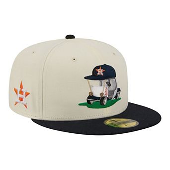 Men's New Era Cream/Navy Houston Astros Bullpen Cart 59FIFTY Fitted Hat