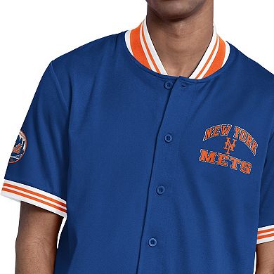 Men's Starter Royal New York Mets Button-Up Short Sleeve Jacket