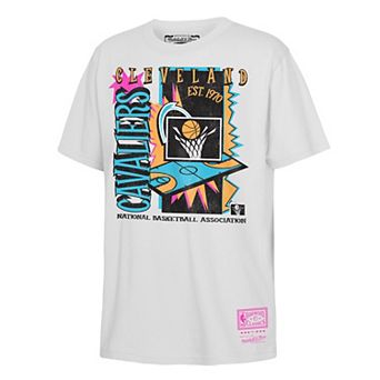 Youth Mitchell & Ness White Cleveland Cavaliers Neon Court Shock T-Shirt