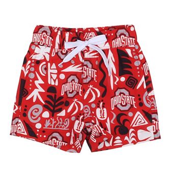 Youth Wes & Willy Scarlet Ohio State Buckeyes Allover Print Swim Shorts