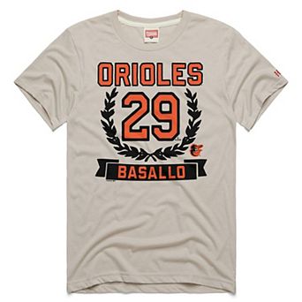 Men's Homage Samuel Basallo Stone Baltimore Orioles Wreath Rookie Graphic Tri-Blend T-Shirt