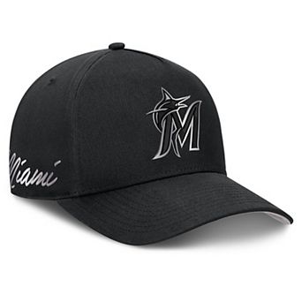Men's Nike Black Miami Marlins Rise Dri-FIT A-Frame Adjustable Hat