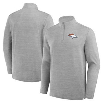 Men's Fanatics Heather Gray Denver Broncos Clutch Quarter-Zip Pullover