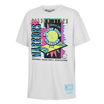 Youth Mitchell & Ness White Golden State Warriors Neon Court Shock T-Shirt