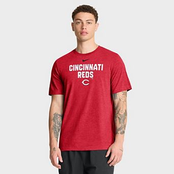 Men's Nike Heather Red Cincinnati Reds Stacked Tri-Blend T-Shirt