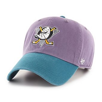 Men's '47 Purple/Teal Anaheim Ducks Logo Vintage Clean Up Adjustable Hat