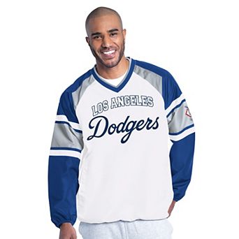 Men's G-III Sports by Carl Banks White/Royal Los Angeles Dodgers Infield Play Raglan V-Neck Pullover
