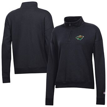Women's Champion Black Minnesota Wild Powerblend Quarter-Zip Sweatshirt