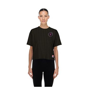 Women's New Era Charcoal New York Mets City Connect Throwback Meshback Pinstripe Boxy T-Shirt