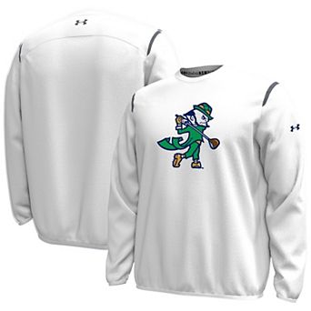Men's Under Armour White Notre Dame Fighting Irish Golf Leprechaun Chenille Patch Unstoppable Sweatshirt