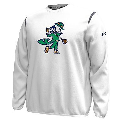 Men's Under Armour White Notre Dame Fighting Irish Golf Leprechaun Chenille Patch Unstoppable Sweatshirt
