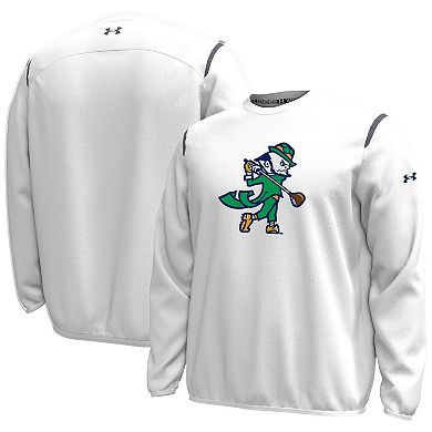 Men's Under Armour White Notre Dame Fighting Irish Golf Leprechaun Chenille Patch Unstoppable Sweatshirt